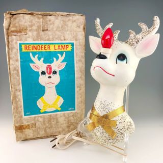 Vintage Rudolph The Red Nosed Reindeer Wall Lamp Sconce Gold Japan 1950s