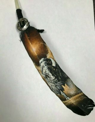 Hand Painted Feather,  Arts & Crafts,  Southwest,  Santa Fe Style,  Buffalo