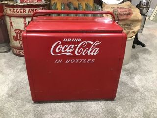 Antique Coca Cola Cavalier Bottle Chest Cooler Bottle Opener And Tray