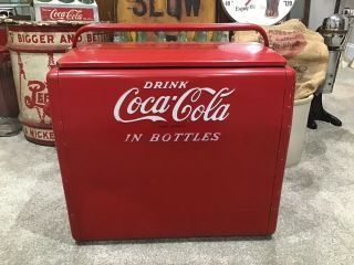 Antique Coca Cola Cavalier Bottle Chest Cooler Bottle Opener And Tray 2