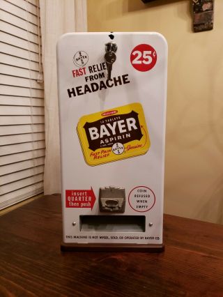Vintage Coin Operated Bayer Aspirin Vending Machine In Order 1960 