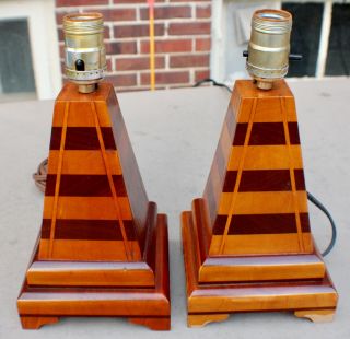 Vintage Mission Arts And Crafts Cabin Decor Pyramid Lamps Homemade C.  1930 