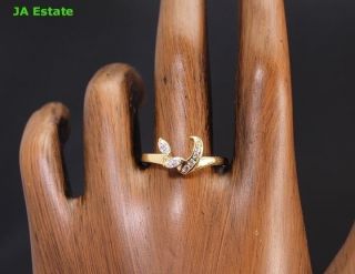 Stunning 14k Yellow Gold Natural Diamond Engagement Ring Wrap Guard Size 6