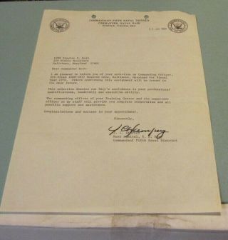 1969 J.  C.  Dempsey Us Navy Rear Admiral Signed Autograph Letter Norfolk Virginia