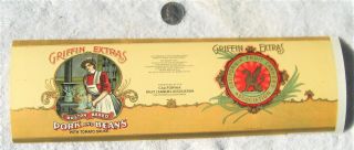 Old Can Label " Griffin Boston Baked Pork And Beans " San Francisco 1910 