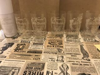 Krantz Brewing Co.  Beer Glass Old Dutch,  Toledo,  Ohio Vintage Set Of 6