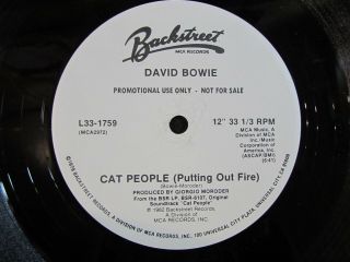 David Bowie/giorgio Moroder Cat People 12” Promo Emi Us L33 - 1759 Nm -