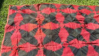 Spectacular antique Windmill Blades hand stitched log cabin quilt,  72 