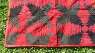 Spectacular antique Windmill Blades hand stitched log cabin quilt,  72 