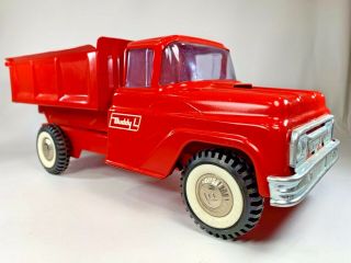 Vintage Red Buddy L Dump Truck Toy Pressed Steel White Wall Tires 14 "