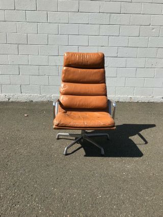 Eames Herman Miller Leather High Soft Pad Lounge Aluminum Chair Mcm