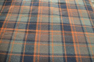 Vintage Pendleton Wool Plaid Throw Blanket With Fringe Green,  Orange,  Tan54 X 72