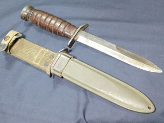 A,  Wwii Us M3 Trench Fighting Knife Pal Blade Mrk In M8 Scbd Dagger
