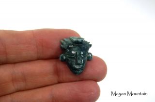 New: Mini Mayan Face Carving In Guatemalan Jadeite Jade Maya Warrior 18 Pendant