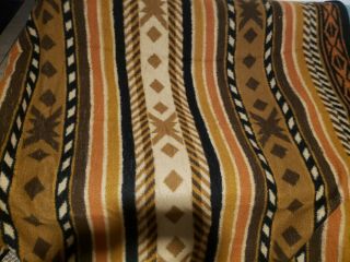 Vintage Biederlack Southwestern Aztec Brown Reversible Throw Blanket 56 " X75 "