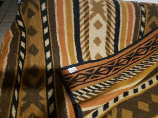 Vintage Biederlack Southwestern Aztec brown Reversible Throw Blanket 56 