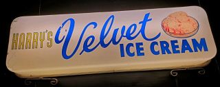 Vintage Collectible Velvet Ice Cream Lighted Advertising Sign 25 "