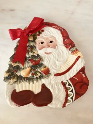 Fitz And Floyd Woodland Holiday Santa Claus Canape Plate Christmas Cookies