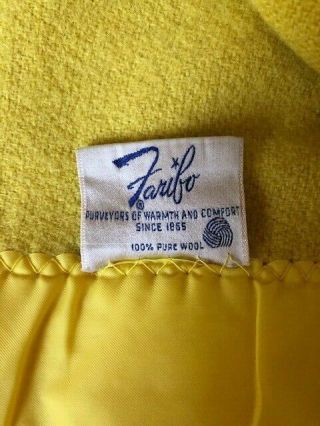 Vtg Faribo 100 Wool Blanket Yellow King,  108x170 Very Large