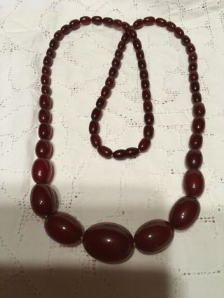 Antique Cherry Amber Graduated Bead Necklace - 62 Grams