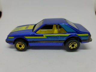 Hot Wheels Hot Ones 1984 Turbo Mustang Ford Hong Kong Mf Blue Hogd Rare