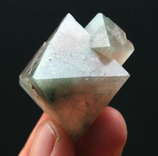 57.  6g Natural Unique Pink Octahedron Fluorite Crystal /china 