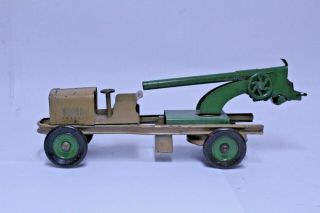 Early Pressed Steel Wind Up Kingsbury Army Artillery Cannon Tractor Truck