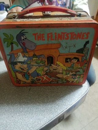 VINTAGE FIRST YEAR 1962 The FLINTSTONES DINO BARNEY & FRED TV SHOW LUNCHBOX 2