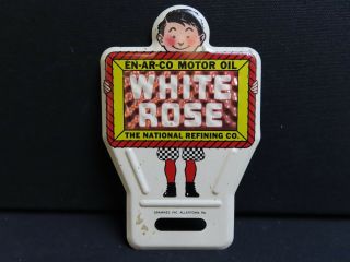Rare Vintage En - Ar - Co White Rose Oil Gas License Plate Topper