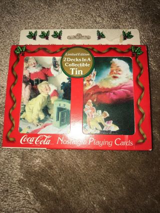 Coca - Cola Nostalgia Playing Cards 1996 - Limited Edition - 2 Decks - Santa
