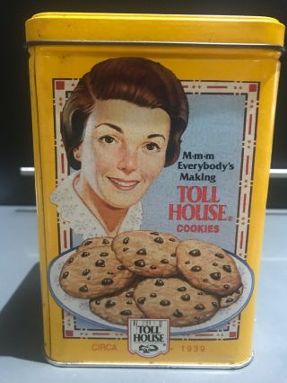 Remake Nestle Toll House Cookies Yellow Recipe Tin - 6 Inches Tall.