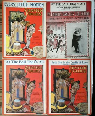 4 Vintage Black Songwriter 1913 - 14 Sheet Music J.  Leubrie Hill Ziegfeld Follies