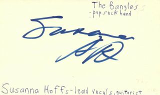 Susanna Hoffs Singer Guitarist Bangles Pop Band Music Signed Index Card Jsa