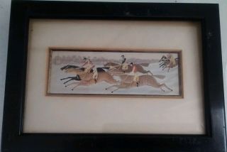 Framed Antique Stevengraph Pure Silk Woven Picture.  " The Struggle "