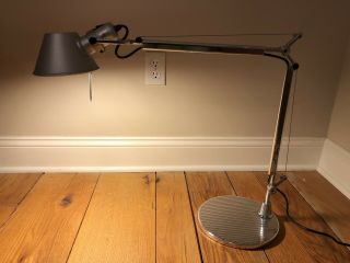 Vintage Artemide Tolomeo Mini Desk Lamp W/ Base Silver