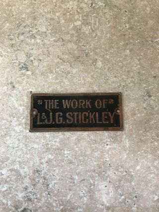 L&jg Stickley Brass Metal Furniture Tag