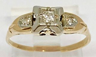 Vintage 14k Yellow & White Gold Diamond Engagement Ring Size 6 Price