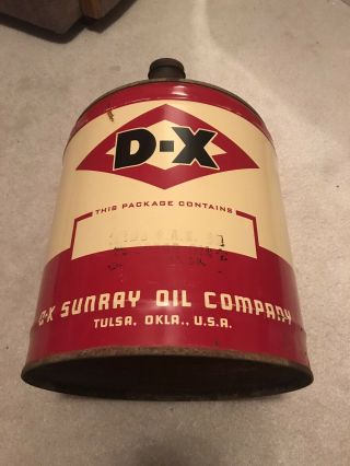 Vintage Diamond Dx Oil Dome Top D - X Motor Oil 5 Gallon Metal Oil Can Advertising