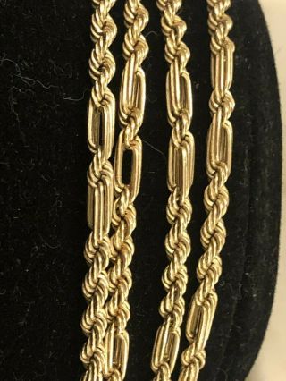 Vintage Estate 14k Yellow Gold Chain Necklace Gold Designer Signed Or 20 In