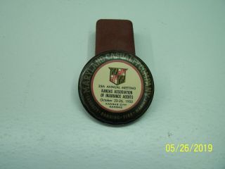 1955 Antique Small Round Mirror Maryland Casualty Company Advertising Insurance