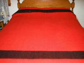 Vintage Hudsons Bay Point Red,  Black Stripe Wool Blanket 65x80