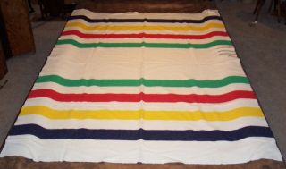 Hudson Bay 100 Wool Blanket Vintage England 3 1/2 Points,  86 " X 63”