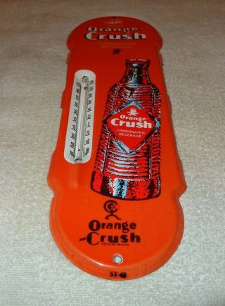 Vintage Orange Crush Soda Pop 18 " Porcelain Metal Gasoline Oil Thermometer Sign