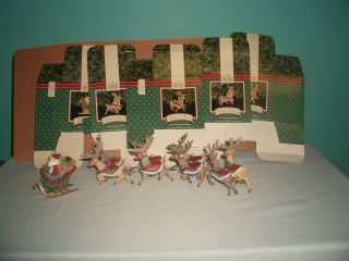 Hallmark Christmas Santa And Sleigh: 1992 Sleigh And 8 Reindeer,  Dollhouse Scale