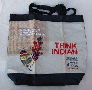 American Indian College Fund Think Indian Promo Tote Bag W/ Handle Donation Gift