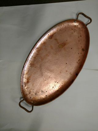 Gustav Stickley Signed Hammered Copper Tray 21 " 23 " Total W/ Handles