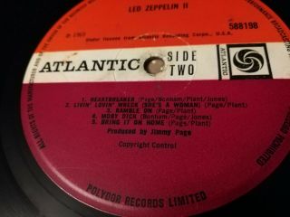 Led Zeppelin Ii Uk 1st Press 1969 Living Loving Wreck Red Plum Atlantic A2 B2 -
