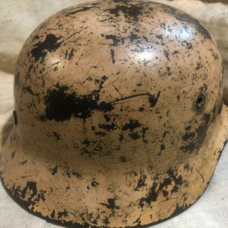 Rare Ww2 German Et62 Dak Africa Corp Camo Helmet 30 Day Inspection