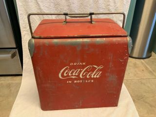 Vintage Large Coca Cola Cooler 1950s Complete Tray Drain Plug Opener Acton Mfg