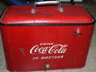 Vintage Drink Coca Cola Bottles Coke Soda Drink Metal Picnic Cooler Progress